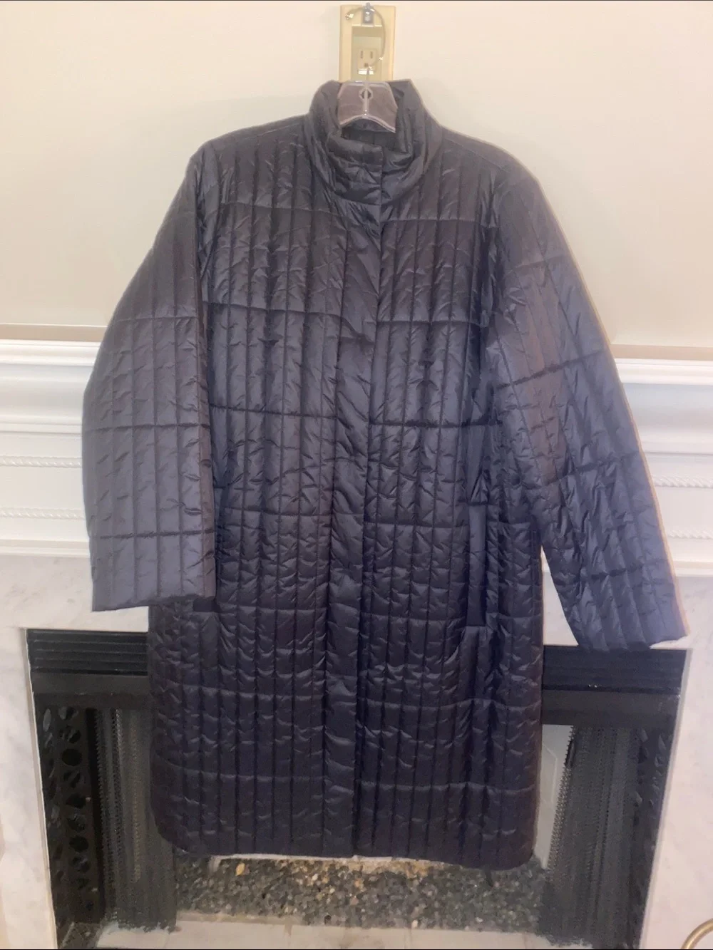 💐Eileen Fisher • Black • Quilted • Knee Length • Puffer Coat • Like New - Picture 1 of 13